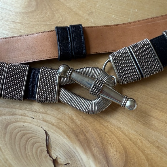 PEREZ SANZ BELT BLACK LEATHER SILVER VINTAGE RARE ARTISAN STATEMENT PIECE UNIQUE - Picture 5 of 13